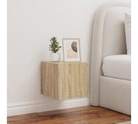 Ordellia Lot de 2 armoires murales flottantes en chêne Sonoma avec éclairage LED, design moderne, polyvalent, pour salon et chambre à coucher