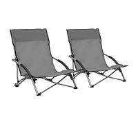 Ordellia Lot de 2 chaises de plage pliantes, en tissu Oxford, gris, 55,5 x 65,5 x 66 cm, robustes et confortables, pour l'extérieur, balcon, terrasse et camping