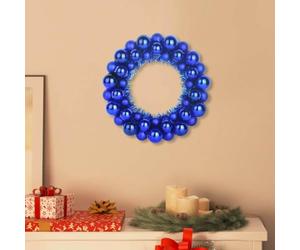 Ordellia Lot de 2 couronnes de boules de Noël bleues 33 x 33 x 7 cm en polystyrène, légères et durables, pour l'intérieur et l'extérieur, décoration festive pour salon, bureau et entrée