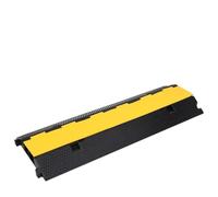 Ordellia Lot de 2 ponts de câble avec 2 canaux en caoutchouc, 100 cm de long, jaune et noir, modulaires, pour panneau de chantier, panneau d'avertissement, parking, entrepôt et accès