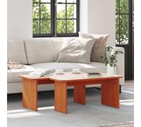 Ordellia Lot de 2 tables basses en pin massif marron ciré, rondes, rustiques, 100 x 69 x 35,5 cm, pour salon, tables d'appoint robustes, montage facile