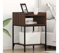 Ordellia Lot de 2 tables de chevet avec étagère, aspect chêne marron, 40 x 40 x 61 cm, pieds en métal, avec sortie de courant, pour chambre à coucher