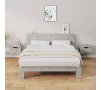 Ordellia Lot de 2 tables de chevet murales - Gris béton - 34 x 30 x 20 cm - Console de chevet suspendue en bois - Table d'appoint flottante pour chambre à coucher, salon, étagère robuste