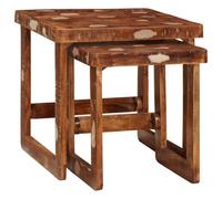 Ordellia Lot de 2 tables gigognes en bois massif recyclé - 46 x 46 x 45 cm - Marron - Durable - Pour salon, chambre à coucher et couloir - Utilisation polyvalente