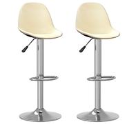 Ordellia Lot de 2 tabourets de bar en tissu crème réglables en hauteur et pivotants avec repose-pieds, tabouret de comptoir en acier chromé, pour cuisine, salle à manger, comptoir, île de cuisine et