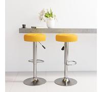Ordellia Lot de 2 tabourets de bar en tissu jaune moutarde, hauteur réglable, pivotant, acier chromé avec repose-pieds, 38,5 x 38,5 x 63 à 83 cm, pour cuisine, salle à manger, comptoir, île de cuisine