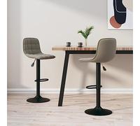 Ordellia Lot de 2 tabourets de bar gris clair en velours avec structure en acier chromé, hauteur réglable, pivotant à 360 degrés, repose-pieds, pour cuisine, comptoir, île de cuisine et salle à manger