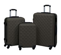Ordellia Lot de 3 valises de voyage rigides en ABS anthracite avec roulettes, poignée, serrure, sangle d'emballage, bagage à main pour vacances, voyage d'affaires, vol, train, hôtel et w nd