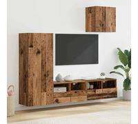 Ordellia Lot de 4 appareils muraux en bois recyclé - Centre de divertissement suspendu - Design moderne pour salon, chambre à coucher, stockage multimédia