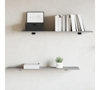 Ordellia Lot de 4 étagères murales Gris Sonoma en bois 100 x 20 x 1,5 cm Système d'étagère modulable extensible pour livres, rangement, rangement, rangement dans le salon