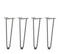 Ordellia Lot de 4 pieds en épingle à cheveux pour table basse - En acier naturel - 42 cm - Pieds de meuble avec pieds de nivellement pour cadre de table - Montage DIY - Pied de rechange stable pour
