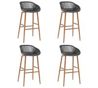 Ordellia Lot de 4 tabourets de bar gris avec dossier en maille - Siège en polypropylène - Pieds en métal aspect bois - Hauteur d'assise 74,5 cm - Pour cuisine, comptoir, île de cuisine, bistro, salle