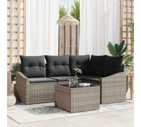 Ordellia Lot de 5 canapés en polyrotin avec coussins, gris clair, modulables, résistants aux intempéries, pour jardin et terrasse, avec compartiments de rangement et sac étanche