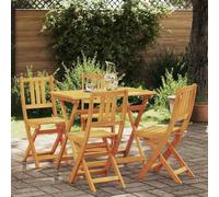 Ordellia Lot de 5 meubles de jardin en bois massif d'acacia marron, pliable, robuste, durable, pour terrasse, balcon, salle à manger en plein air, café, dîner romantique
