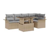 Ordellia Lot de 6 canapés de jardin avec coussins beige en polyrotin design modulaire résistant aux UV pour terrasse, patio, balcon