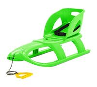Ordellia Luge avec dossier vert en polypropylène et acier, 102,5 x 40 x 23 cm, corde de traction, patin, siège pour s'amuser en hiver sur la neige, la montagne et les pistes