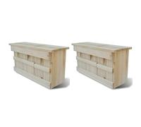 Ordellia Maison à mouche en bois massif 44 x 15,5 x 21,5 cm - 2 maisons de copeaux à trois compartiments - Suspension en métal - Nichoir pour mousseaux dans le jardin