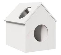 Ordellia Maison pour chat blanche en bois massif de pin 41 x 50 x 50 cm, espace de repos avec toit et marches, pour dormir, jouer, escalade, salon, meubles pour chat