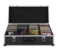 Ordellia Mallette CD 80 CD Aluminium ABS Noir Boîte de rangement verrouillable avec coins renforcés 56,5 x 29,5 x 18,5 cm Organisateur pour collection, musique, film