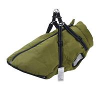 Ordellia Manteau pour chien avec harnais imperméable et réfléchissant, vert militaire L52, polyester et polaire, réglable, fermeture éclair, pour hiver, automne, extérieur, promenade par temps froid