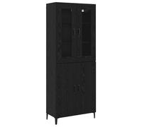 Ordellia Meuble haut en bois - 2 pièces - Aspect chêne noir - 69,5 x 34 x 180 cm - Armoire de rangement moderne pour salon, salle à manger
