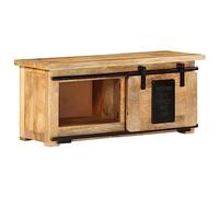 Ordellia Meuble TV 90 x 35 x 40 cm en bois de manguier massif, buffet rustique avec porte coulissante, meuble bas stable pour salon, chambre à coucher et rangement des médias