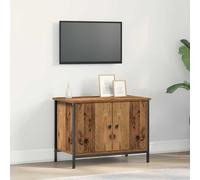 Ordellia Meuble TV aspect bois vieilli 60 x 35 x 45 cm - Console multimédia en bois avec 2 portes - Support TV pour salon, chambre à coucher, centre de divertissement