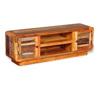 Ordellia Meuble TV en bois massif recyclé - 120 x 30 x 40 cm - Fabriqué à la main - Multicolore - Support TV vintage pour salon, chambre à coucher, centre de divertissement