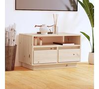 Ordellia Meuble TV en pin massif, 60 x 35 x 37 cm, meuble bas robuste avec compartiment ouvert et 2 tiroirs, idéal pour le salon et la chambre à coucher, centre de divertissement polyvalent