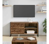 Ordellia Meuble TV industriel aspect bois vieilli - 100 x 36 x 49,5 cm - Matériau du bois avec pieds en acier - Centre de divertissement pour salon, chambre à coucher, console multimédia
