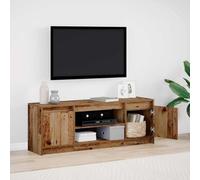 Ordellia Meuble TV marron 139,5 x 34 x 50 cm, matériau en bois, montage mural, design moderne, espace de rangement pour salon, console multimédia avec 2 portes et étagères