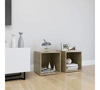 Ordellia Meubles TV 2 pcs Bois d’ingénierie chêne Sonoma 37x35x37 cm Meuble TV pour Salon Chambre Console TV Table Meuble TV avec Rangement Pratique