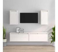 Ordellia Meubles TV 4 pcs Blanc Bois Massif de pin, 2 unités 80x30x35 cm, 2 unités 30x30x60 cm, Ensemble de Meubles TV pour Salon et Chambre, Design Suspendu Pratique et Durable