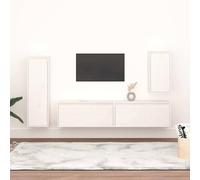 Ordellia Meubles TV en Bois de pin Massif Blanc 4 pièces Ensemble avec 2 Meubles 80x30x35 cm et 2 unités murales 30x30x60 et 30x30x100 cm pour Salon et Chambre