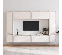 Ordellia Meubles TV en Bois Massif de pin Blanc 8 pcs Ensemble avec 4 unités 80x30x35 cm et 4 unités variées pour Salon, Chambre, Centre de Divertissement Pratique et élégant