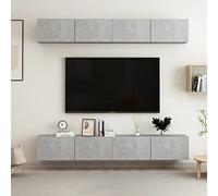 Ordellia Meubles TV Gris béton en Bois d'ingénierie 100x30x30 cm, Ensemble 4 pcs, Meuble TV Mural avec Rangement pour Salon, Chambre, Centre de Divertissement Pratique