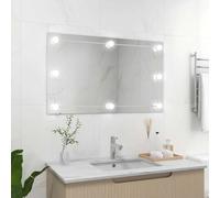 Ordellia Miroir mural sans cadre avec éclairage LED rectangulaire en verre 100 x 60 cm, argent, port USB, blanc chaud et blanc froid, pour chambre à coucher, salon, dressing et couloir