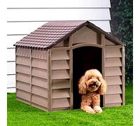 Ordellia Niche pour chien marron 86 x 84 x 82 cm en polypropylène résistant aux intempéries pour niche, tente pour chien, niche pour animaux, lieu de couchage, jardin et terrasse, protection contre le