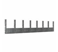 Ordellia Panier de gabion en forme de U avec 8 colonnes en fer - 860 x 20 x 200 cm - Élément de clôture robuste - Grille de jardin - Brise-vue - Grillage métallique pour terrasse, balcon, extérieur