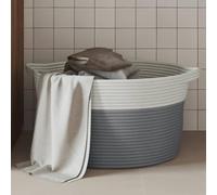 Ordellia Panier de Rangement Gris et Blanc Ø40x25 cm Coton avec poignées Robustes idéal pour Organiser Linge, Jouets, Livres, Fruits ou Accessoires dans Salon Chambre Salle de Bain Cuisine