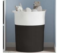 Ordellia Panier de rangement noir et blanc, 49 x 65 cm, corde en coton tressé, design pliable avec poignées, organiseur pour salon, chambre à coucher, salle de bain, cuisine
