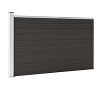 Ordellia Panneau de clôture WPC 175x105 cm Noir robuste pour jardin extérieur, protection, séparation et intimité, avec poteau en acier et profil aluminium pour terrasse ou balcon