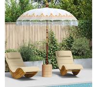 Ordellia Parasol balinais crème avec coton 190 x 190 x 260 cm, baleines en bambou, fait à la main, idéal pour jardin, terrasse, ombre extérieure et protection UV