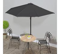 Ordellia Parasol de balcon anthracite avec mât en aluminium, 300 x 155 cm, semi-circulaire, protection UV, résistant aux intempéries, manivelle, avec 5 baleines en acier, idéal pour jardin, terrasse