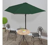 Ordellia Parasol de balcon avec mât en aluminium, vert, semi-circulaire, 300 x 155 cm, protection UV, résistant aux intempéries, avec manivelle, 5 baleines en acier, inclinable, idéal pour jardin