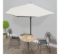Ordellia Parasol de balcon semi-circulaire, couleur sable, 300 x 155 cm, avec mât en aluminium de 38 mm, 5 baleines en acier, protection UV, mécanisme à manivelle, résistant aux intempéries, pour