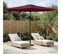 Ordellia Parasol de jardin - 270 x 270 cm - En polyester - Bordeaux - Angle droit - Avec protection UV - Cadre en acier revêtu par pulvérisation - Baleines pliables - Système pop-up pour balcon