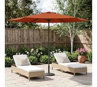 Ordellia Parasol de jardin rectangulaire 300 x 300 cm en polyester terre cuite avec protection UV, cadre en acier revêtu par pulvérisation, entretoises rétractables, verrouillage push up