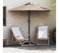 Ordellia Parasol de jardin taupe en polyester et acier 294 x 150 x 223 cm avec LED solaires, pliable, manivelle manuelle, protection UV, résistant aux intempéries, idéal pour terrasse, balcon, jardin