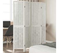 Ordellia Paravent 4 pièces blanc en bois massif de paulownia, paravent avec branches de osier, cloison pliable 140 145 x 180 cm, autoportant, pour salon, chambre à coucher, bureau, brise-vue et